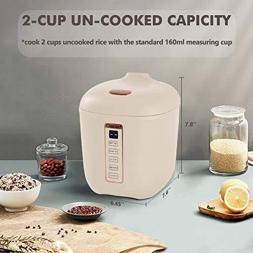 Mini Rice Cooker 2-Cups Uncooked, 1.2L Portable Non-Stick Small Travel Rice Cooker, Beige & CHACEEF Travel Electric Kettle, 350ml Small Portable Kettle With Non-stick Coating, Pink