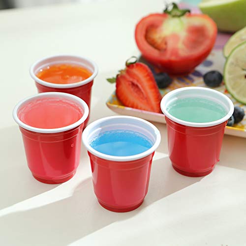 Tashiliving [ 100 Pack-2 Oz Mini Party, Jager Bomb, Jello Shots, Sample Cups, 100 Count (Pack Of 1), Red