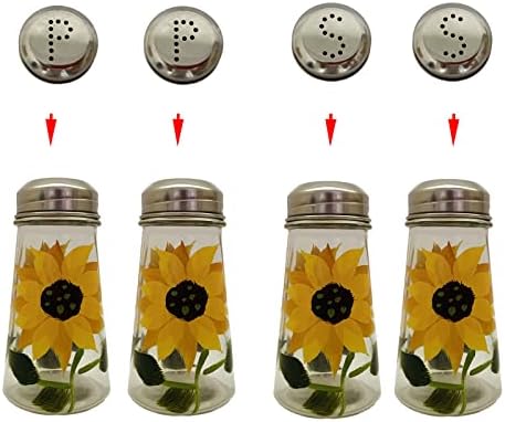 Hand Painted Salt And Pepper Shaker Set With S And P Stainless Lids (2, Sunflowers)
