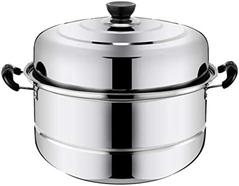 Chinese Steamer Basket Stainless Steel Steam Pot Double Layered Food Steamer Stockpot Soup Pot Boiler Cookware Pot Sauce Pot Pan Set With Lid (30cm) Dumpling Steamer