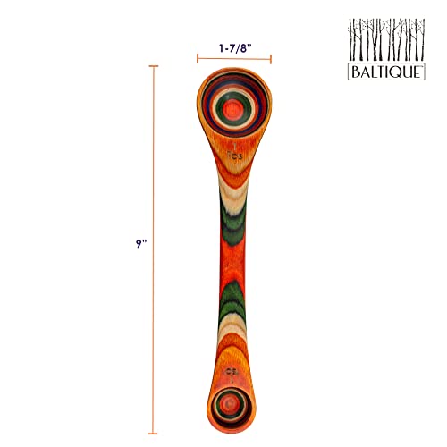 Ique Marrakesh Collection 2 In 1 Wooden Measuring Spoon With Tablespoon And Teaspoon Measurements