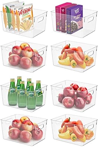 Pantry Organizer And Storage Bins, Clear Cabinet Organizers And Storage For Kitchen, Pantry, Cabinets, Countertops, For Storing Packets, Spices, Sauce, Snacks, Cans, (Pack Of 4)