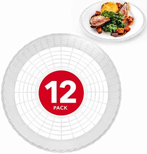 9” Paper Plate Holder In White (12 Count) - Paper Plate Holders Plastic Heavy Duty - Plastic Paper Plate Holder - Woven Paper Plate Holder - Paper Plate Holders Reusable