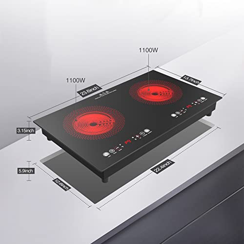 Electric Cooktop, 9 Heating Level, Levels Sensor Touch Control,Child Safety Lock & Timer, 110V Electric Stove