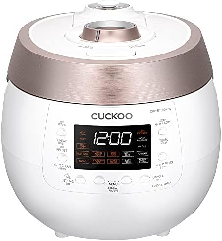 Uckoo CRP-RT0609FW 6 Cup Twin Pressure Plate Rice Cooker & Warmer With High Heat, GABA, Mixed, Scorched, Turbo, Porridge, Baby Food, Steam (Hi/NonPress.) And More, Made In Korea (White)