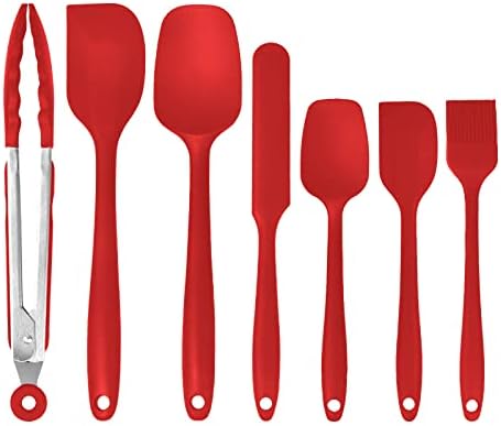 Ilicone Spatula Set Of 7 One Piece Seamless Design, Rubber Spatulas Silicone Heat Resistant Non Stick Cookware, Silicon Spatula All Silicone Kitchen Utensils 7 PCS Black