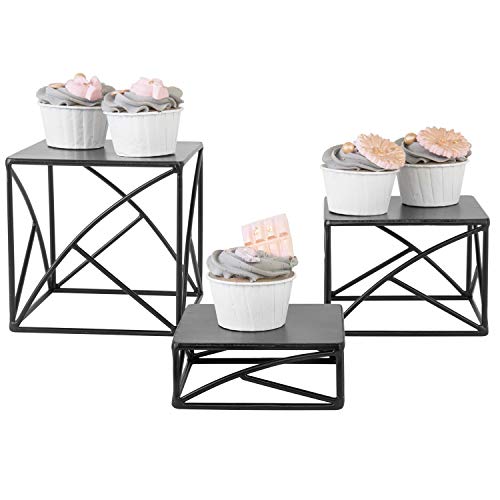 Black Metal Wire Cupcake Stand, Tabletop Dessert, Appetizer Display Food Riser, Set Of 3