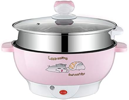 Electric Hot Pot, Nonstick Electric Skillet With Lid, 4 In 1 Multifunction Electric Cooker Skillet, With Anti Scalding Handle, For Cooking Egg, Fried Rice, Ramen, Soup,Pink,22cm