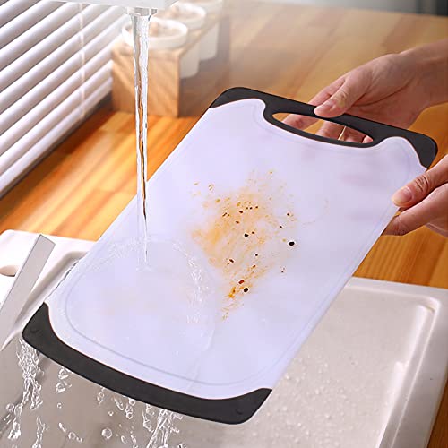 Kitchen Cutting Board - Juice Grooves With Easy-Grip Handles, Non-Porous, Dishwasher Safe (M, Black)