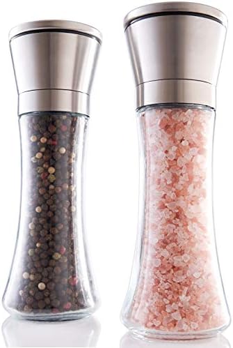 Orgeous Salt And Pepper Grinder Set - Refillable Stainless Steel Combo Shakers With Adjustable Coarse Mills - Enjoy Your Favorite Spices, Fresh Ground Pepper, Himalayan Or Sea Salts