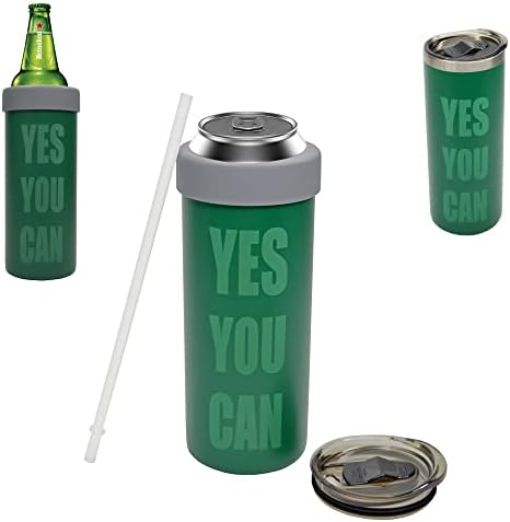 2-in-1 Stainless Steel Can Cooler Insulated For All 24&25 Oz Cans, Beer Can Cooler,seltzer Can Coozie, Can Insulator,and Work As A Iced Coffee Tumbler With Lid And Straw(Seafoam)