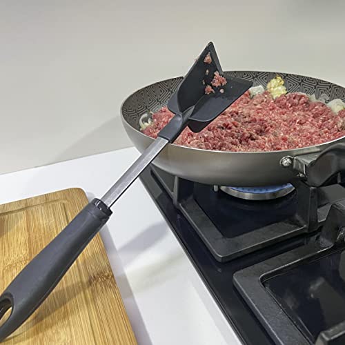 Wisconic Stainless Steel Nylon Meat Chopper Utensil - Durable Material, Heat Resistant, Kitchenware, Dishwasher Safe - Made In The USA - Prussian Blue (Black)
