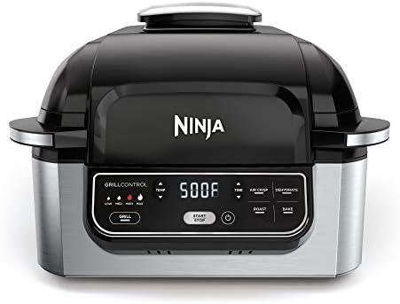 Ninja AG301 Foodi 5-in-1 Indoor Grill With Air Fry, Roast, Bake & Dehydrate, Black/Silver
