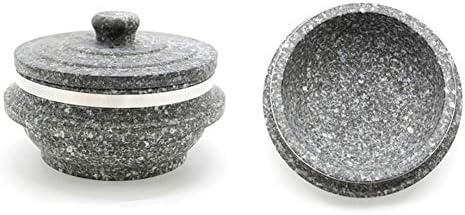 Gopdol Natural Giblet Pot Dolsot Pot With Stone Lid For Nutrition Rice Steamer (Large 7 X 3.5 Inch)