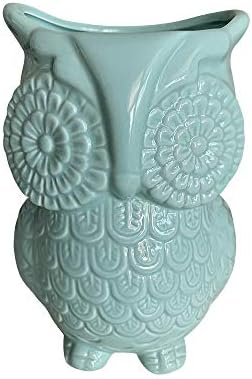Multi-Purpose Ceramic Owl, Functions As Cooking Utensil Holder, Kitchen Storage Crock, Accent Décor, Organizer, Vase And More (Ceramic White)
