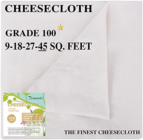Cheesecloth, Grade 100, 18 Square Feet, 100% Unbleached Pure Cotton Cheesecloth For Straining, Filtering And Roasting, Ultra Fine And Dense Muslin Cloths, Hallowmas
