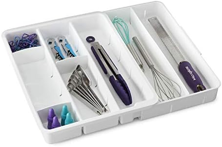 Expandable Utensil Tray DrawerFit Organizer, White.