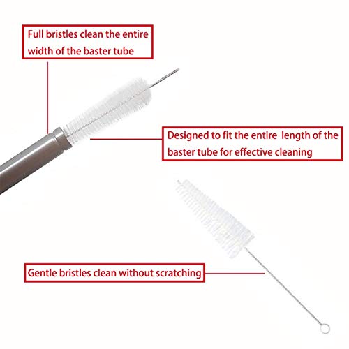 Home Servz Deluxe 304 Stainless Steel Turkey Baster Syringe Injector Needle With Cleaning Brush & Heavy Duty 12 Inch Stainless Steel Handle Silicone BBQ Basting Brush