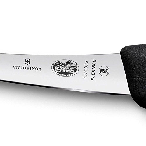 Victorinox 5" Boning Knife, Curved Blade, Flexible, Black Fibrox Handle 5.6613.12