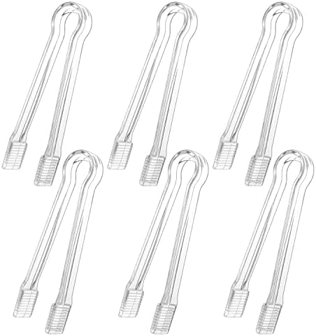 6 PCS Clear Plastic Serving Tongs, 6.3 Inch Mini Serving Utensils Plastic Tongs Ice Tongs For Buffet Bar Kitchen BBQ Appetizers Pastries
