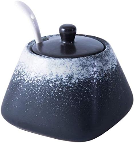 Zaizai Vintage Ceramic Spice Jar With Lid Spoon,Porcelain Sugar Bowl, Chili Pot,Home Kitchen Seasoning Jar,Seasoning Box For Kitchen Restaurant-A