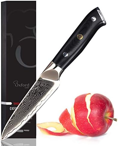 Paring Knife- 3.5 Inch - Damascus Japanese- VG10 Super Steel 67 Layer High Carbon Stainless Steel- Razor Sharp, Stain & Corrosion Resistant, Awesome Edge Retention
