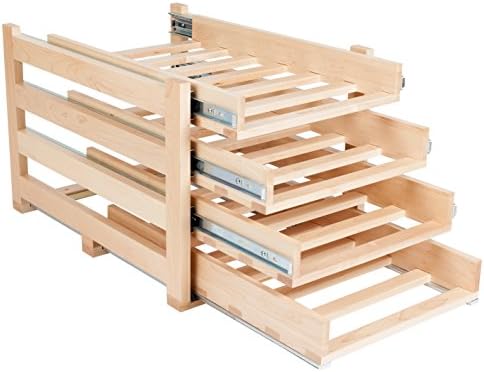 Logic In-Cabinet Sliding Tray Wine Rack, 30-Bottle, Solid Maple Wood, Unstained With Clear Satin Lacquer Finish