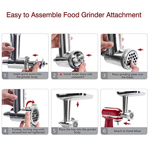 Meat Grinder Attachment For Kitchenaid Stand Mixer, Including 3 Sausage Stuffer Accessory, Metal Food Grinder, Gvode Meat Grinder Kitchenaid