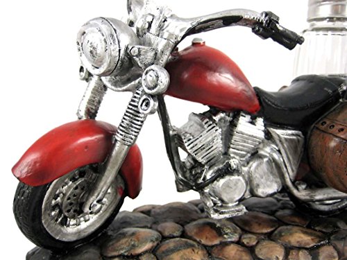 "Spicy Rider" Red Motorcycle Spice Holder With Refillable Salt And Pepper Shakers (3 Piece Set) | Kitchen Table Accessories | Gifts For Motorcycle Riders - 7.5L"