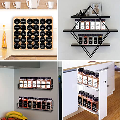 36 Spice Jars With 547 Labels- Glass Spice Jars With Black Metal Caps, 4oz Empty Spice Containers With Shaker Lids, Funnel, Chalk Pen, Square Seasoning Bottles For Spice Rack, Drawer, Cabinet