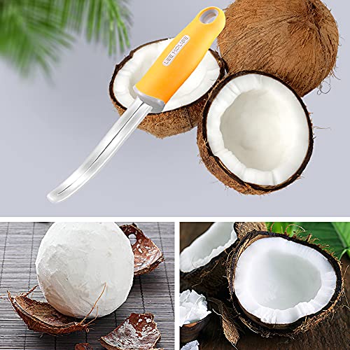 Coconut Meat Remover Knife,Coconut Tool,Coconut Meat Removal Tool Durable Silicone Handle Stainless Steel Coconut Opener Scraper For Kitchen Home