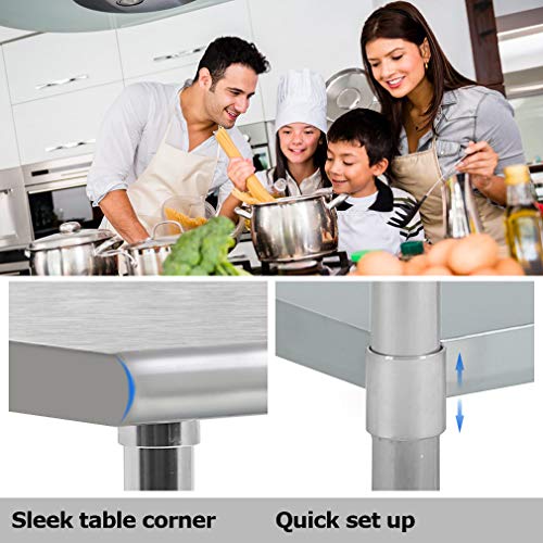 24"x60" Stainless Steel Kitchen Work Table Commercial Kitchen Restaurant Table