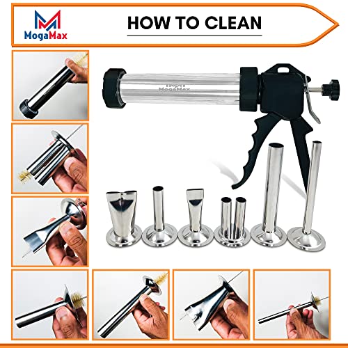 Stainless Steel Jerky Gun | Meat Gun | Jerky Maker With 6 Stainless Steel Nozzles And 7 Cleaning Brushes | Beef Jerky Maker | 1 Pound |