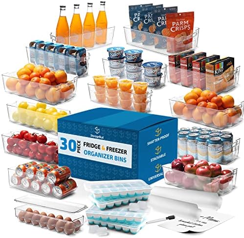 StorageBud Pantry Organization And Storage Bins - 14 Pieces Food Storage Containers - Clear Storage Bins For Fridge, Refrigerator & Kitchen Cabinet - BPA Free Freezer Organizer Bins
