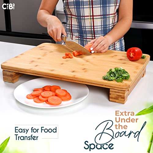 Kitchens Bamboo Cutting Board Legs - 2Pcs Wood Cutting Board Feet With Silicone Non Slip Pads, 4.5cm X 5cm X 50cm Wood Riser Elevates The Cutting Board