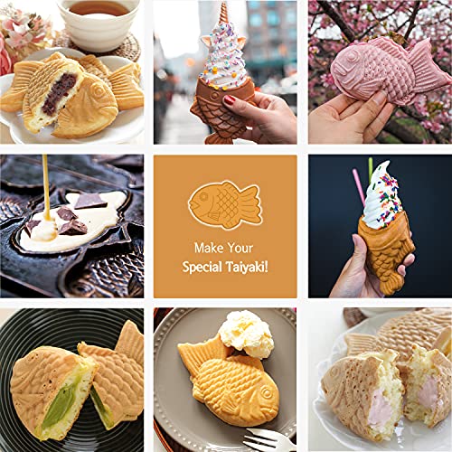 Traditional Taiyaki 붕어빵 Fish Shaped Cake Pan Waffle Pancake Bread Maker. Quick And Easy Dessert Maker. Cook Up To 4 Pastry Dough. Home Cooking
