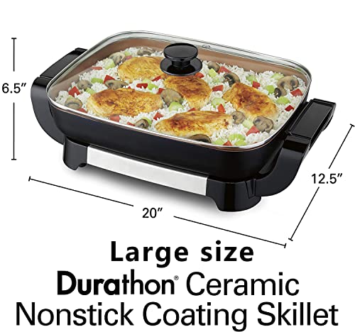 12x15" Nonstick Ceramic Electric Skillet - With Removable Pan, Adjustable Temperature, Reversible Design