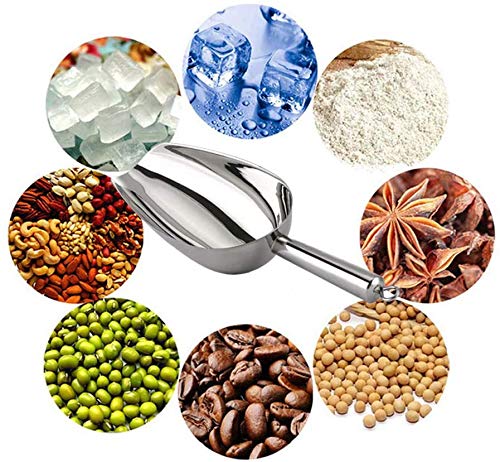 Stainless Steel Ice Scoop 8oz, 9.9 Inch Small Metal Food Scoops For Kitchen Bar Party Wedding, Superb Mirror Polish Surface, Heavy Duty & Anti Rust, Easy Clean & Dishwasher Safe