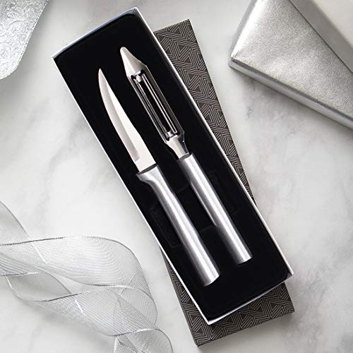 Ada Cutlery Stainless Steel Paring Knife And Vegetable Peeler – Pare And Peel Gift Set With Brushed Aluminum Handles