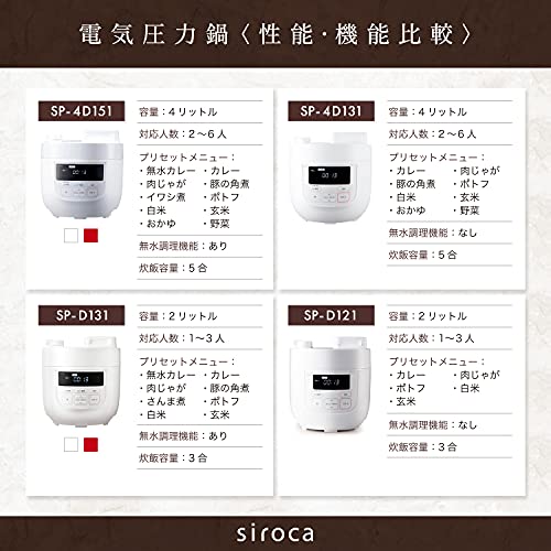 Siroca Electric Pressure Cooker SP-D131(R) (Red)【Japan Domestic Genuine Products】