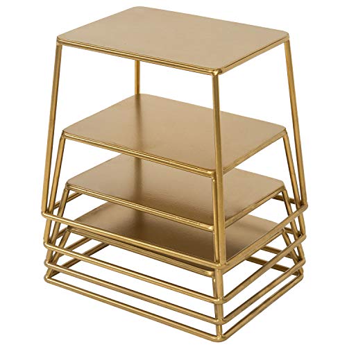 Modern Brass Tone Metal Nesting Buffet Table Food Or Retail Display Risers, Set Of 4