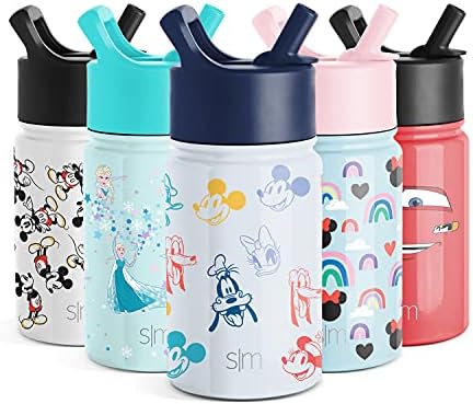 Disney Mickey Mouse Toddler Water Bottle With Straw Lid | Reusable Insulated Stainless Steel Kids Cup | Summit Collection | 10oz, Mickey & Friends