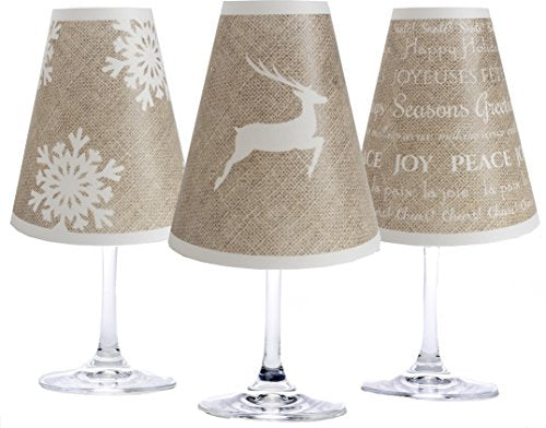 Di Potter WS238 Holiday Burlap Paper White Wine Glass Shade (Pack Of 6)