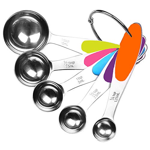 -Stainless Steel Measuring Spoons 5 Piece Stackable Set - Measuring Set For Cooking And Bakin (A)