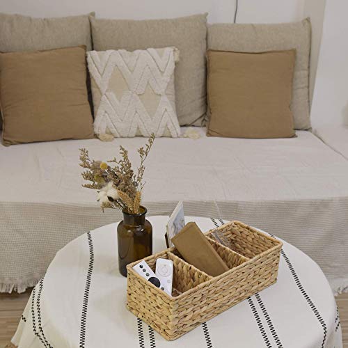 3-Section Wicker Baskets And Toilet Paper Baskets Set