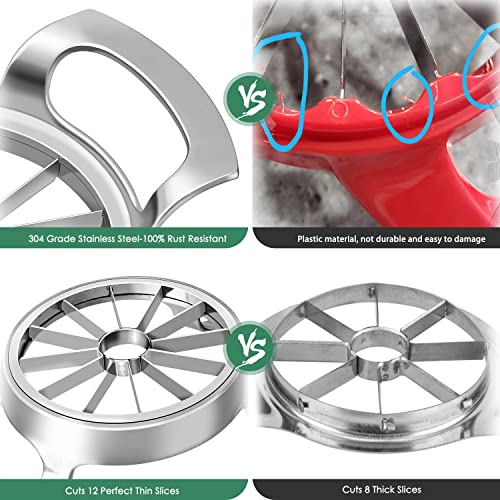 Heavy Duty Apple Slicer,Thickened Apple Cutter Upgraded Version 12-Blade Extra Large Apple Corer And Slicer,Sharp Stainless Steel Blade Suitable For Cutting Apples Up To 4 Inches