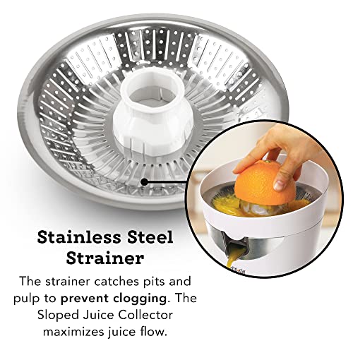 CitriStar CS-1000 Citrus Juicer, Electric Juicer For Oranges And Lemons With Stainless Steel Strainer And Spout White