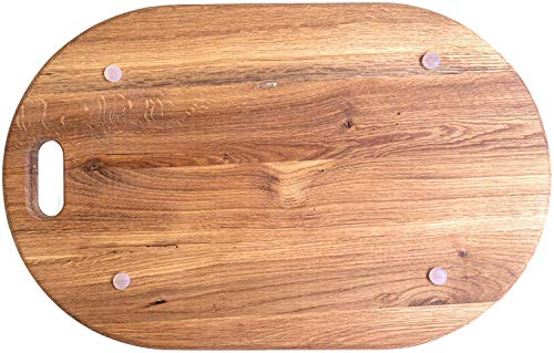 American Oak Wood Oversized Serving Board 20.5" X 13" | Extra Large Charcuterie Board | Cheese Board With Handle For Serving Cheeses, Meats, Crackers, And Wine | Unique Gift (Oval Cutting Board)