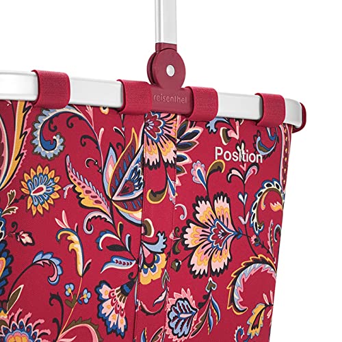 Reisenthel Carrybag Fabric Picnic Tote, Sturdy Lightweight Basket For Shopping And Storage, Paisley Ruby
