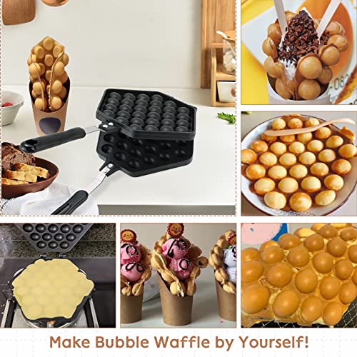 Bubble Waffle Maker Pan Hand Held Egg Waffle Pan,Aluminum Alloy Non-stick Waffle Cake Baking Mold Plate For Breakfast Lunch Household Cafe Cake Shop Restaurant